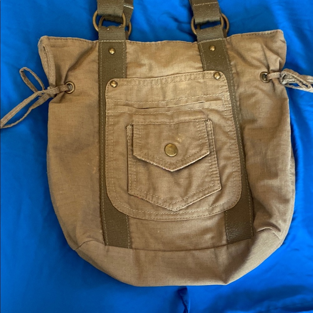 Tan Canvas Shoulder Bag